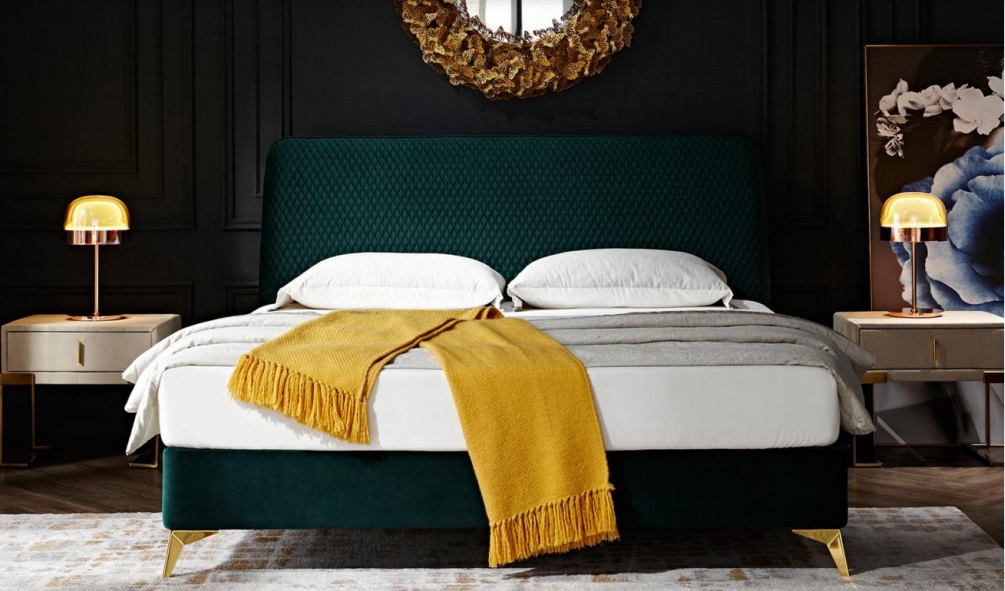 Bett 180x200cm Textil Schlafzimmer Möbel Luxus Moderne Betten Design Bett Samt