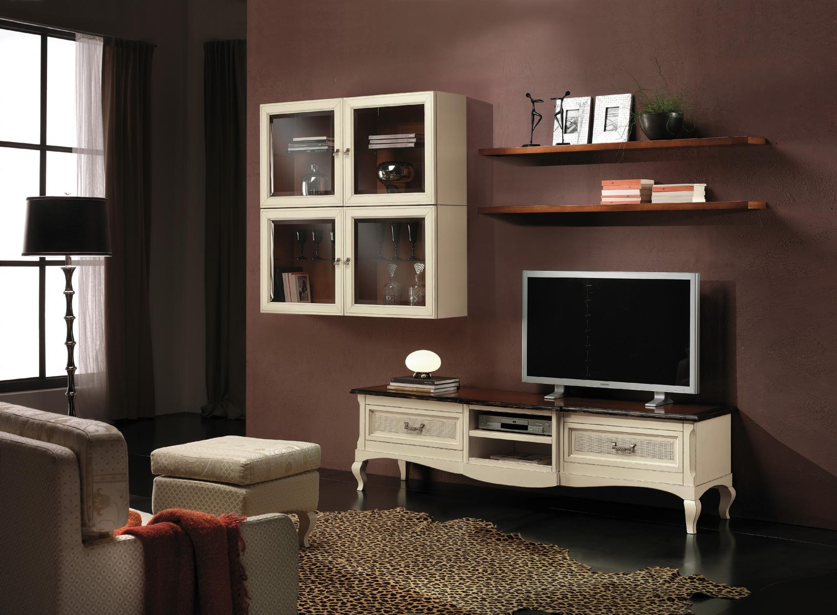 Wohnwand Set 7tlg. Wohnzimmer RTV Vitrine Regal Modern Garnitur Gruppe Holz
