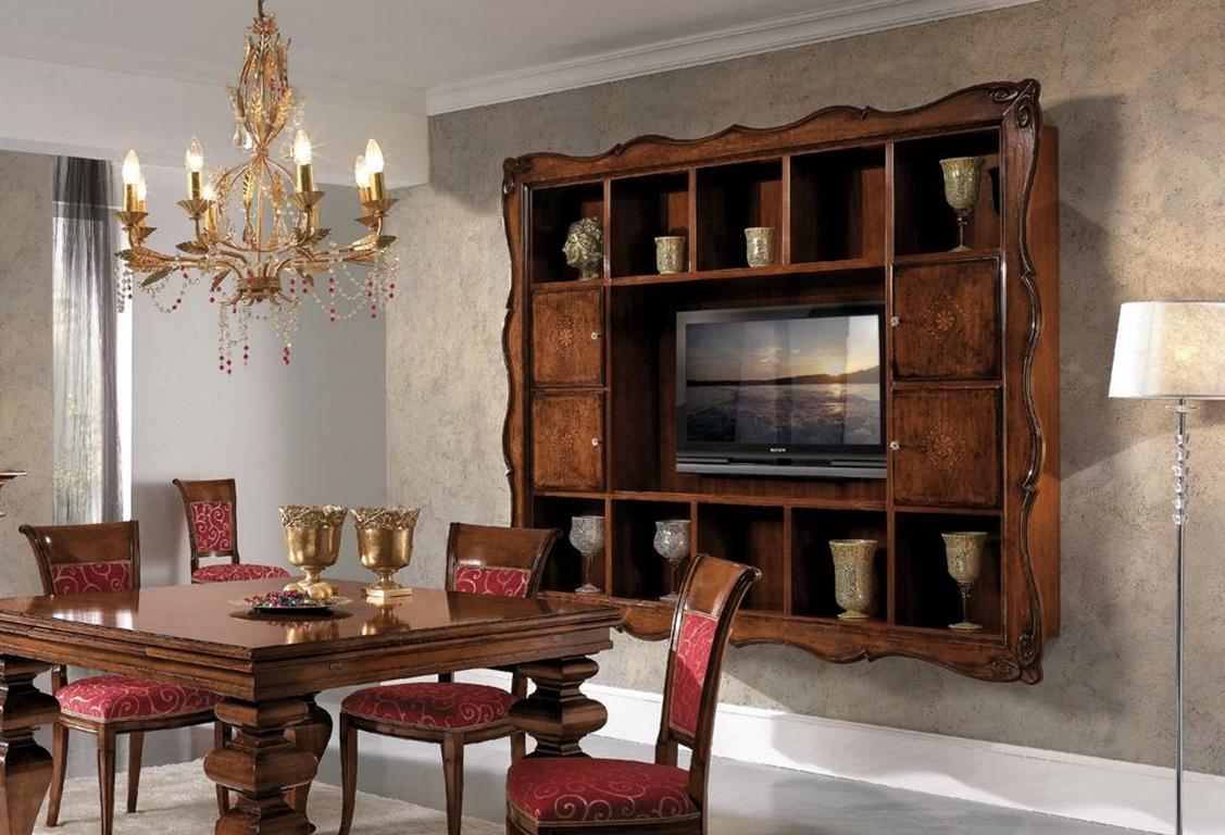 Wohnzimmer Wandschrank Vitrine Holz Wohnzimmermöbel TV Schrank Wand Design