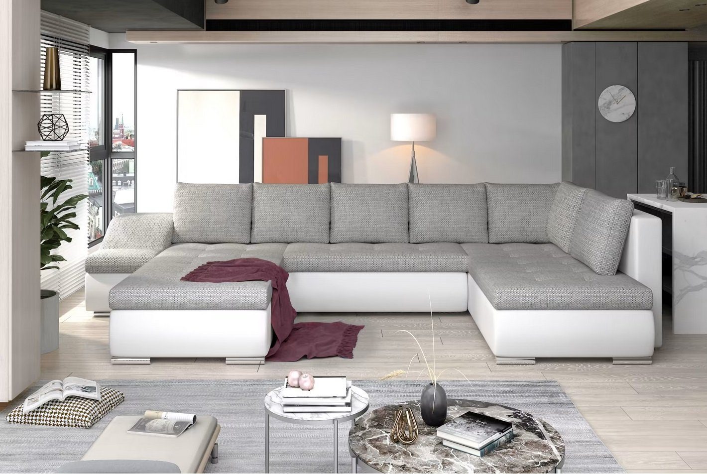 Designer Sofa Ecksofa Stoffsofa Bettfunktion Sofa Textil Eckcouch Couch Sofort