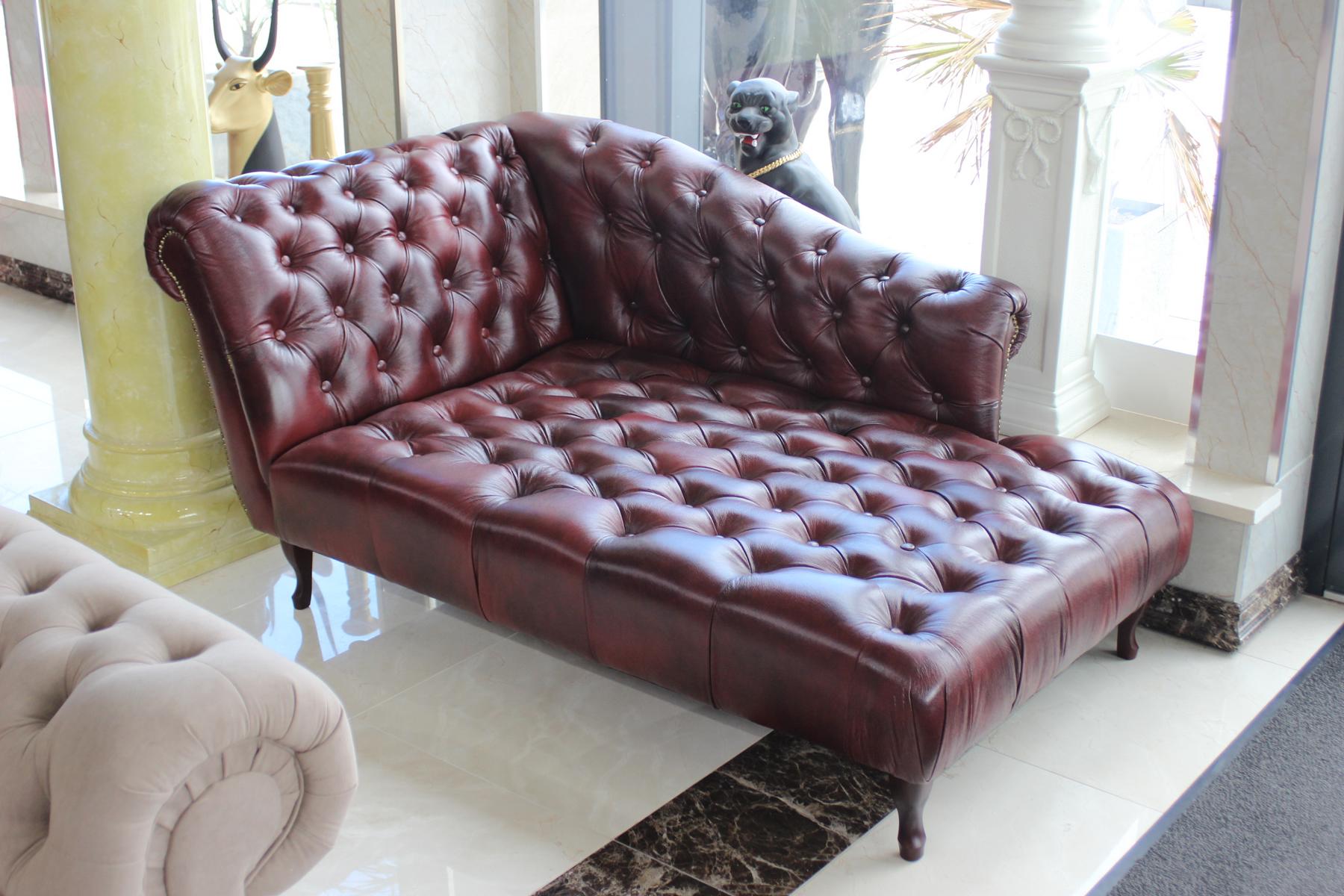Chesterfield Liege Chaiselongues Wohnzimmer Couch Sofa Ledersofa Liegen Sofort