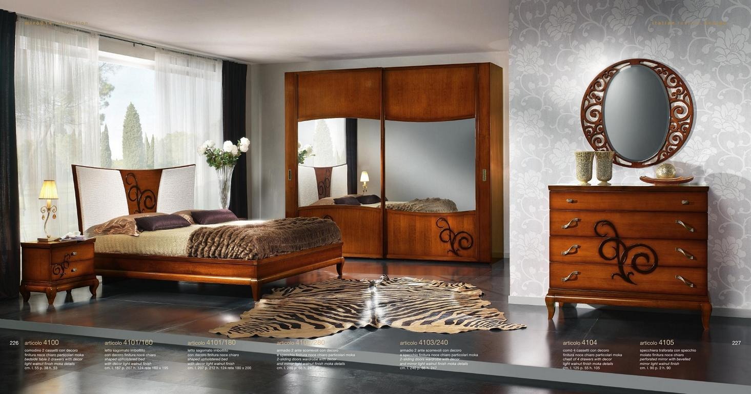 Schlafzimmer Bett Nachttisch Kleiderschrank Kommode Spiegel Luxus Set 6tlg.