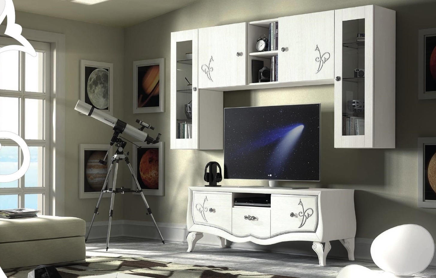 Wohnwand rtv Schrank Sideboard Schrank TV Holz Lowboard Kommode Design Möbel