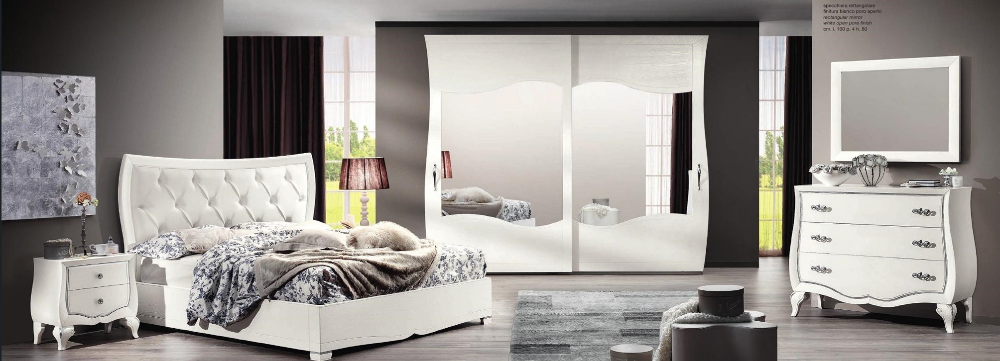 Garnitur Schlafzimmer Bett Nachttisch Kleiderschrank Kommode Spiegel Set 6tlg