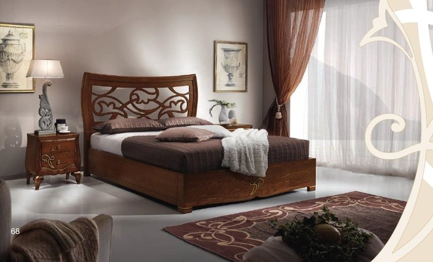 Schlafzimmer Bett Nachttisch Betten Garnitur Holz Bettrahmen Luxus Set 3tlg.