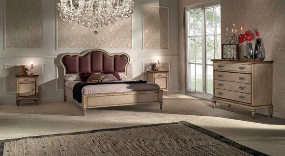Bett Nachttisch Kommode Schlafzimmer Set Design Klassisch Luxus Betten