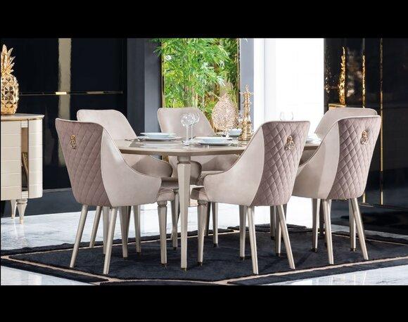 Esszimmer Garnitur Set Tisch 6x Stühle Stuhl Komplettes Neu Set Essgruppe 7tlg.