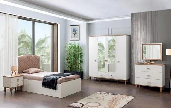Jugendzimmer Teeneger Schlafzimmer Design Schrank Kommode Bett Set 5tlg