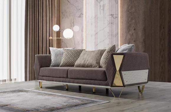 Dreisitzer Sofa 3 Sitz Sofas Wohnzimmer Couch Stoff Couchen Möbel grau
