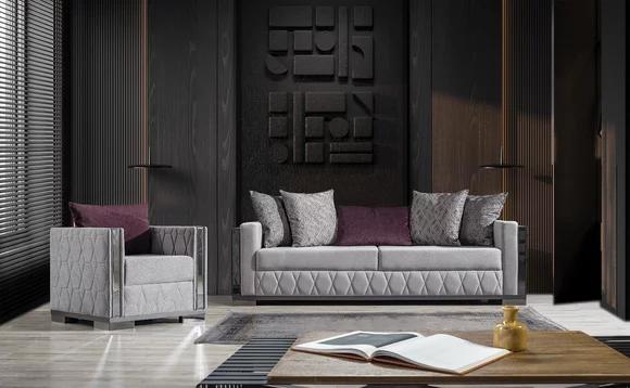 Silber Sofagarnitur Couch Sitzpolster Sofagarnitur 3+1 Sitzer Couchen