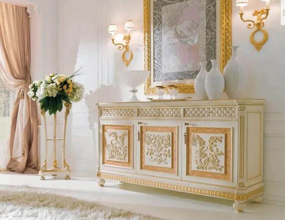 Sideboard Kommode Möbel Schrank Beige Holz Wohnzimmer Kommoden Barock