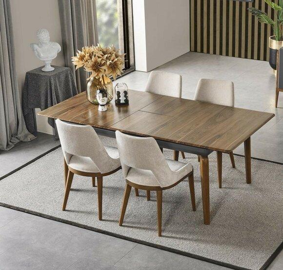 Essgruppe Esszimmer Esstisch Garnitur Luxus Stühle Essecke 5tlg Braun