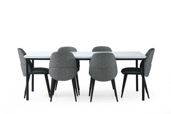 *Esszimmer Gruppe Esstisch Stühle Tisch Holz Set 7tlg Grau Modern Set