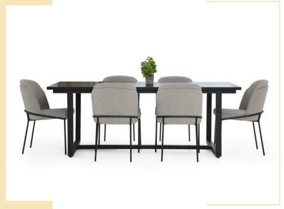 *Essecke Essgruppe Esszimmer Esstisch Stühle 7tlg Holz Grau Set