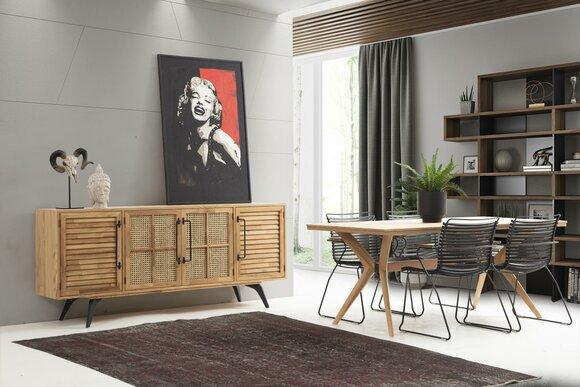 Essgruppe Essecke Esszimmer Esstisch Stühle Sideboard 6tlg Braun