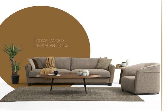 Sofagarnitur 31 Sitzer Sessel Dreisitzer Modern Stoff Beige Set Design