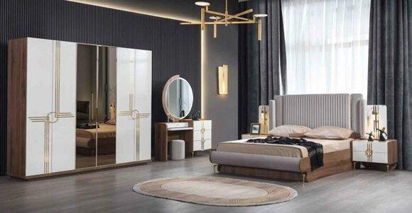 Komplette Schlafzimmer Möbel Bett Schrank Kommode Nachttisch 5tlg.