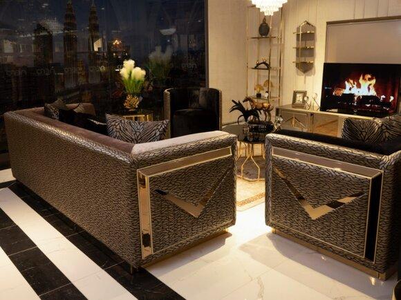 Luxus Sofagarnitur 3+3+1 Sitz Sofa Sessel Sofa Couch Wohnzimmer Möbel