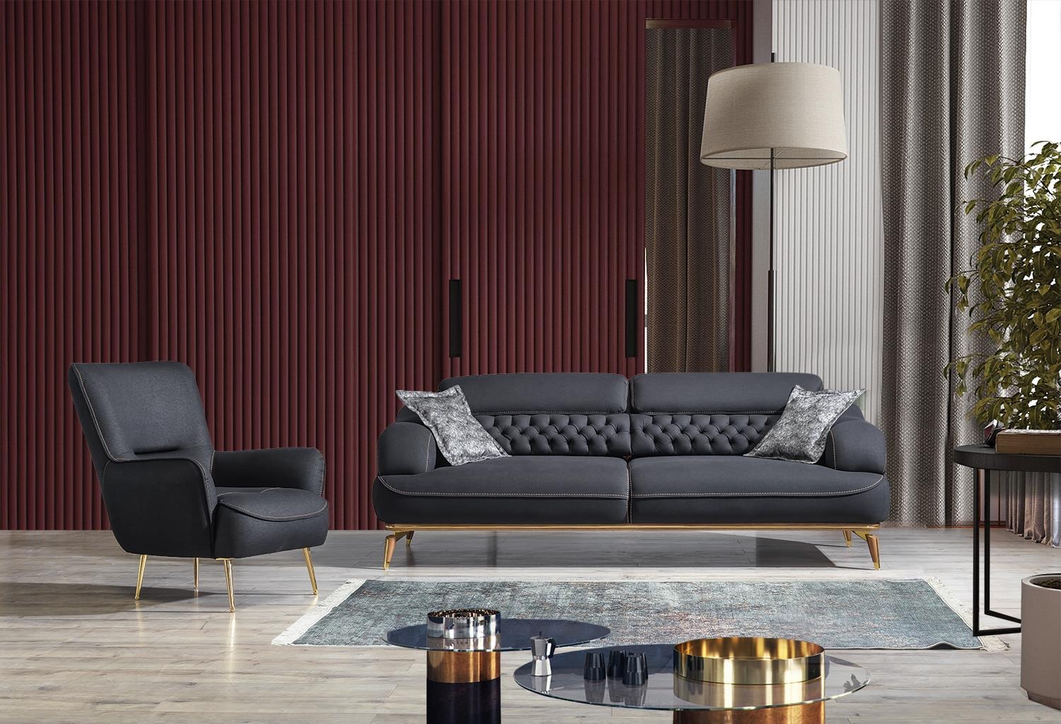 Luxus Garnitur Sofagarnitur Set 3+1 Sitzer Sofa Sofas Sessel 2tlg.Neu