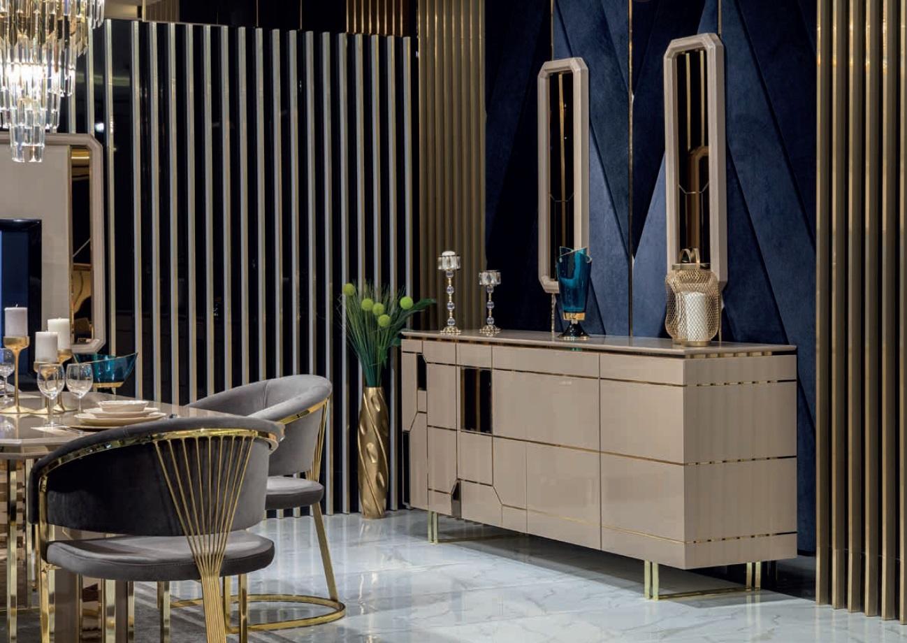 Hochglanz Kommode xxl Sideboard mit Spiegel Sideboards Holz Kommoden Möbel 2tlg