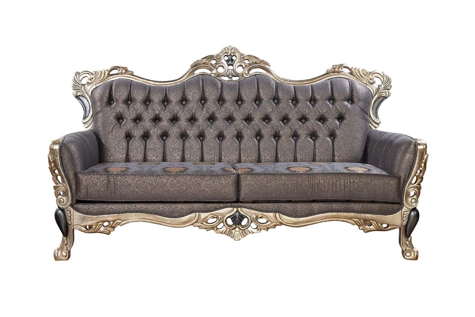 Klassisch Sofa 3 Sitzer Polstersofa Braun Textill Sitz Design Couch Sofas Stoff