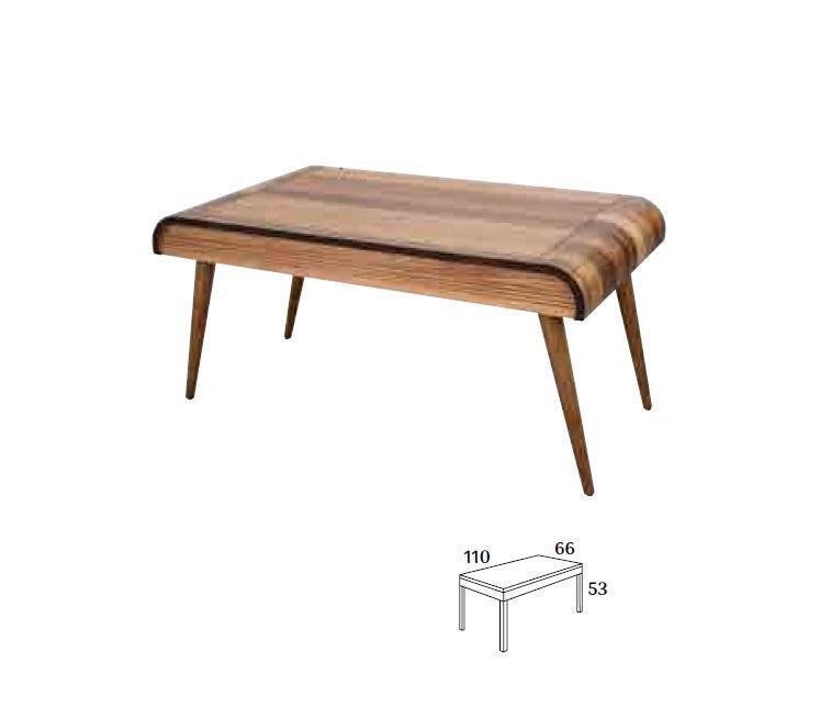 Holz Couchtisch auf Holzbeinen für Ihr Wohnzimmer Original Designmodell Neu