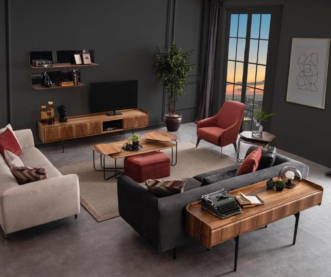 Große Wohnzimmer 9tlg.Couch Garnitur Dreisitzer Sessel Couchtisch 3+3+1