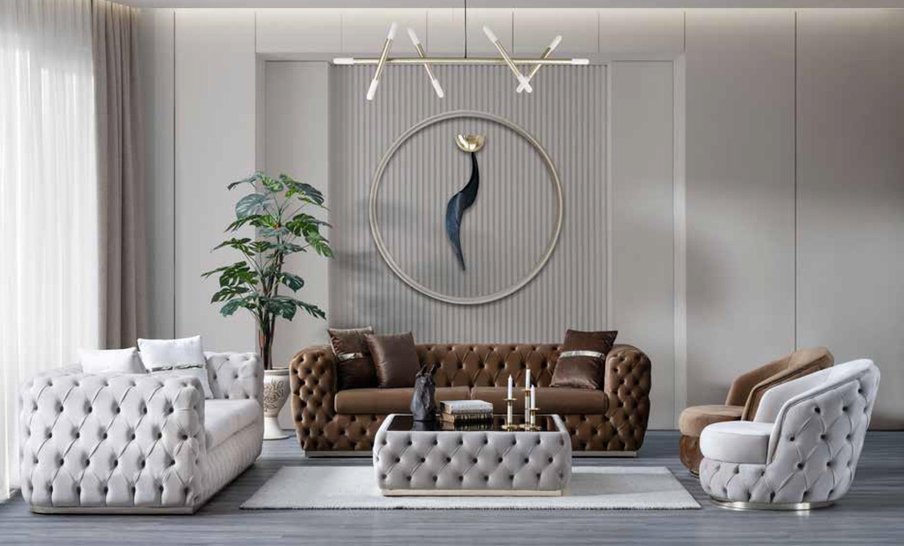 Luxus Chesterfield Couchtisch Textilmöbel Moderne Wohnzimmereinrichtung