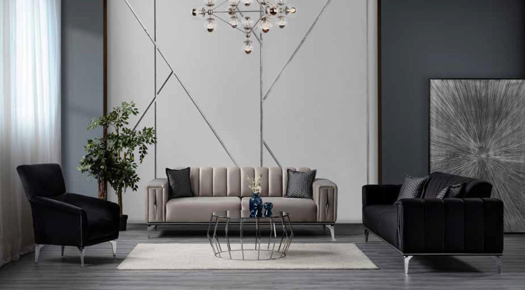Bequemes Sofa Gepolstertes Luxussofa Moderner Stil Farbe Beige Für Wohnzimmer-