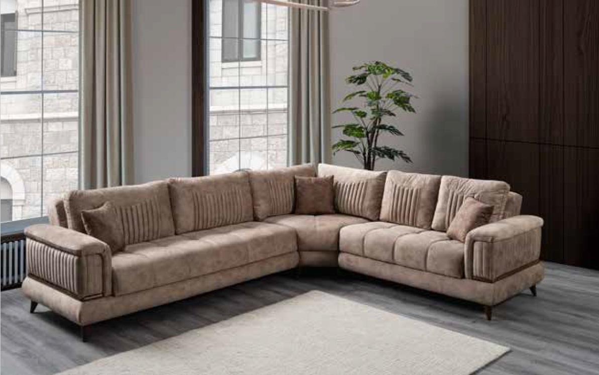 Modernes Sofa Ecksofa Textilmöbel Bequemes Sofa L-Form Beige Farbe neu