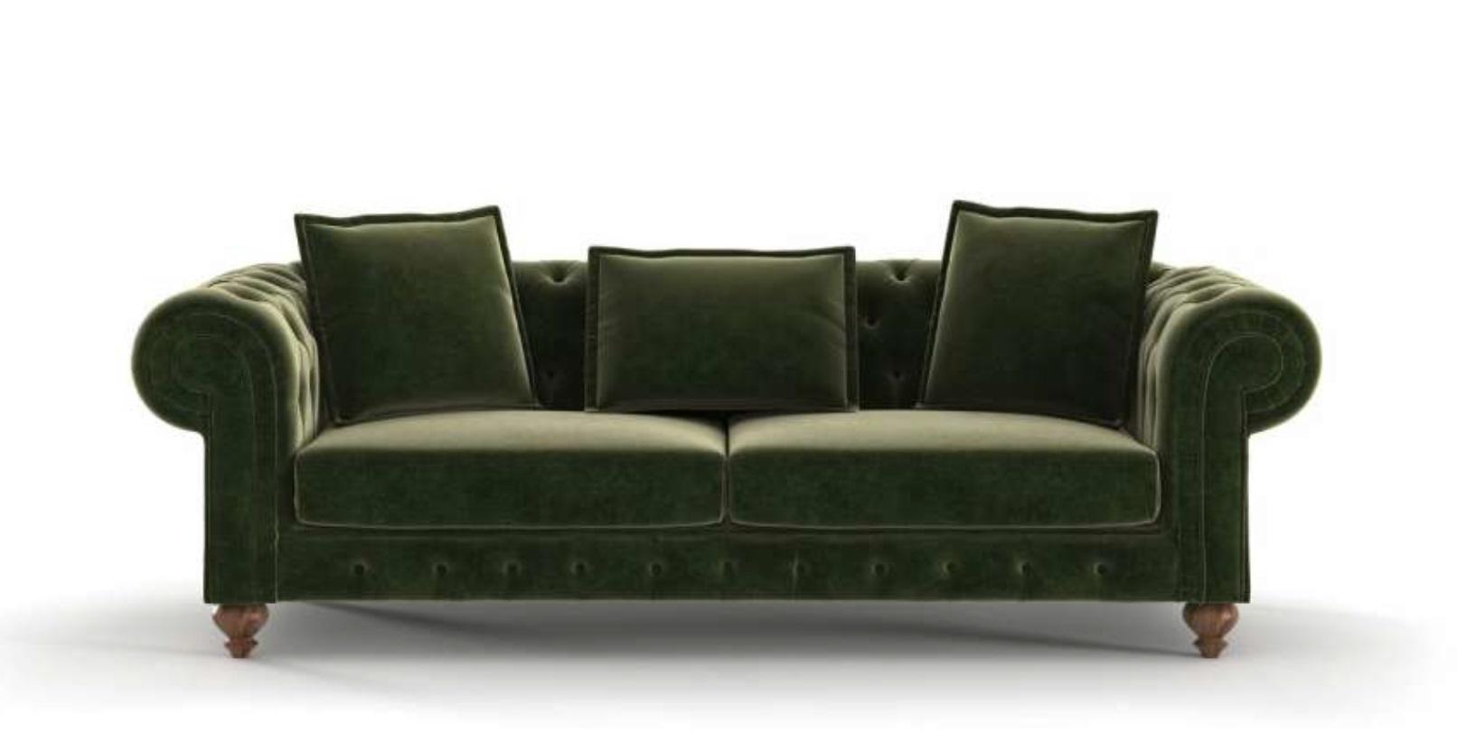 Grüner Chesterfield Textil Dreisitzer Luxus Couch Wohnzimmersofas Stil