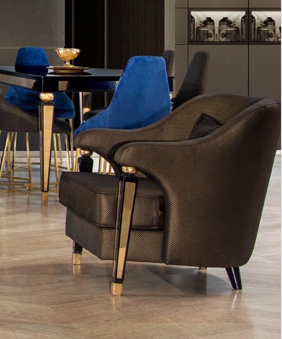 Moderner Sessel Luxus Textil Einsitzer Polstermöbel Designer Lounge Möbel
