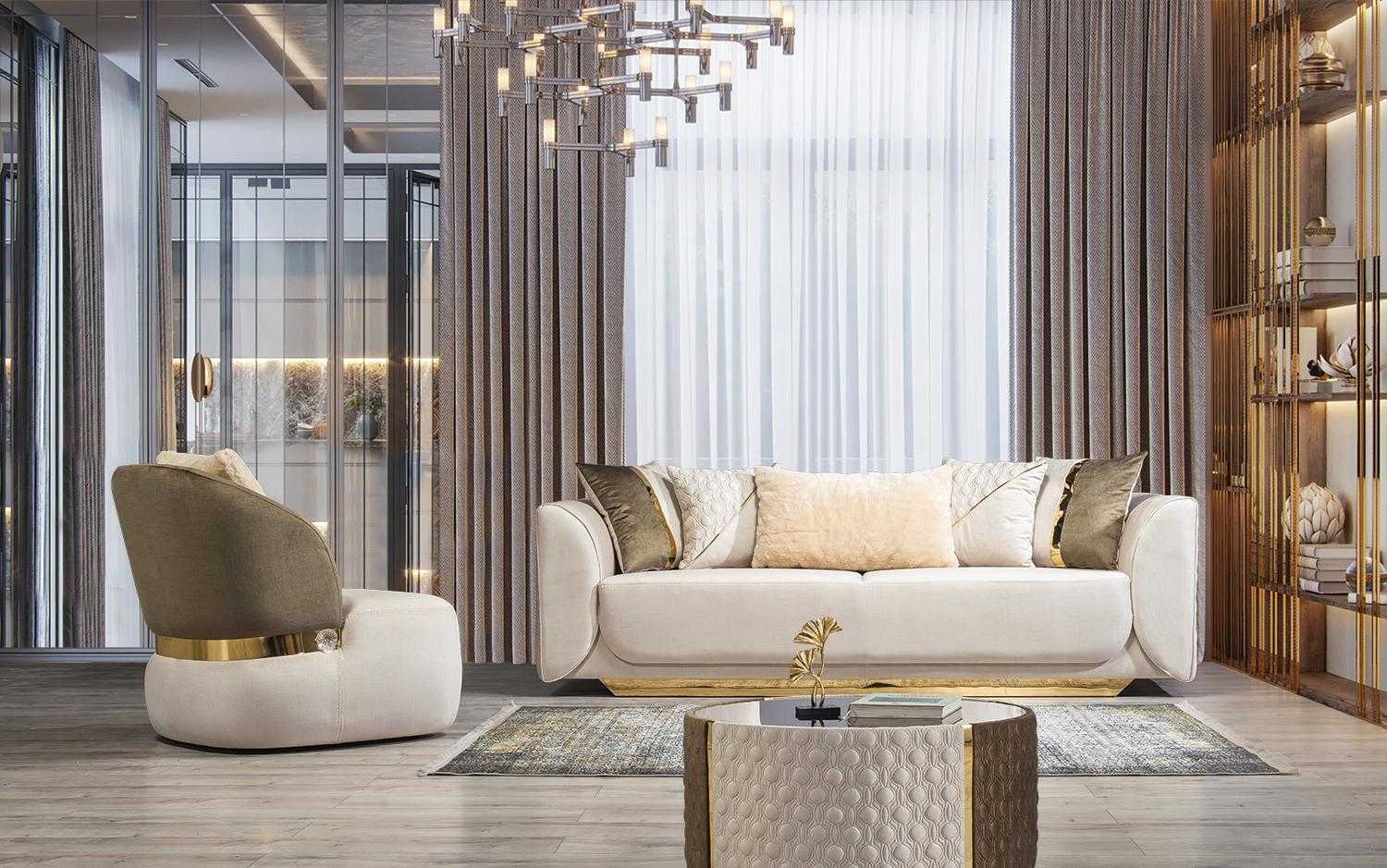 Wohnzimmer Garnitur Moderner Dreisitzer Sessel Couchtisch Luxus Sitz Set