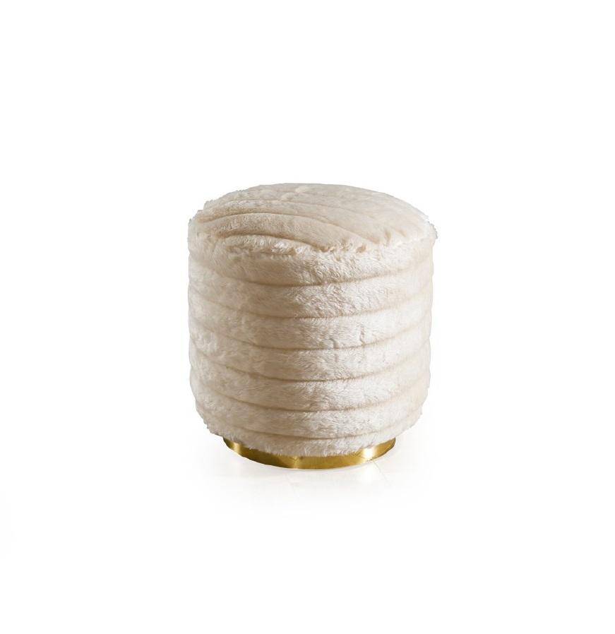 Moderner Beiger Fußhocker Pouf Beistellhocker Ottomane Sitzmöbel Stil