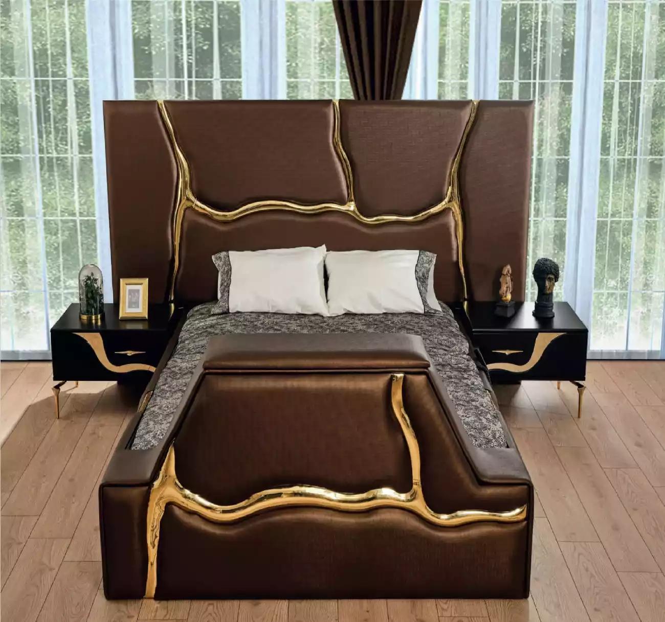 Schlafzimmer Bett 2x Nachttische Luxus Betten Set Komplett Design Möbel 3tlg.