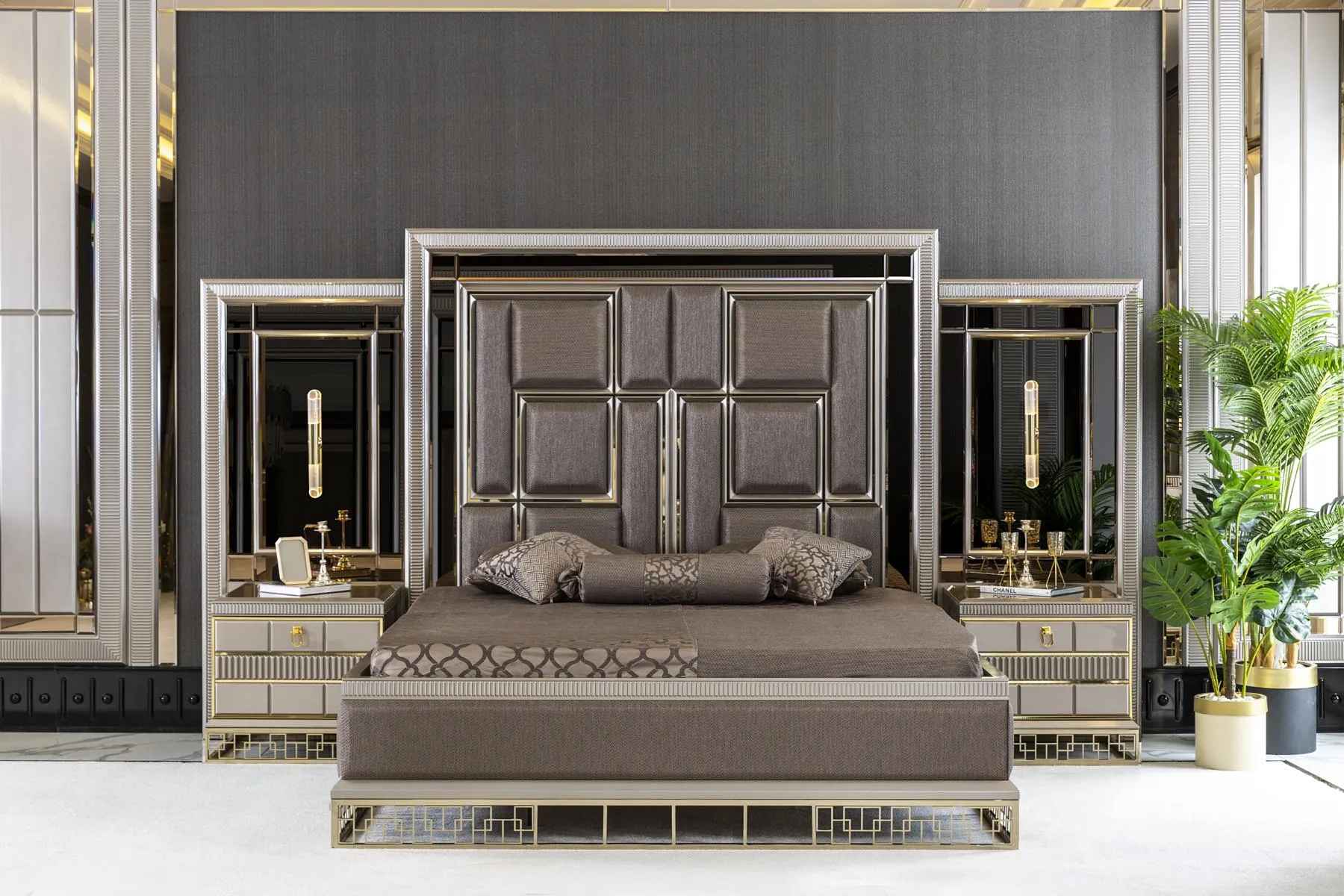 Bett Braun Elegantes Schlafzimmer Design Schön Luxus Doppel Betten