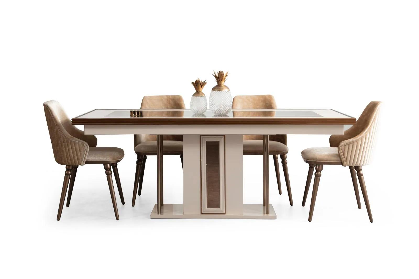 Esszimmer Set 4x Lehnstühle Esstisch Design Möbel Essgruppe Stuhl 5tlg