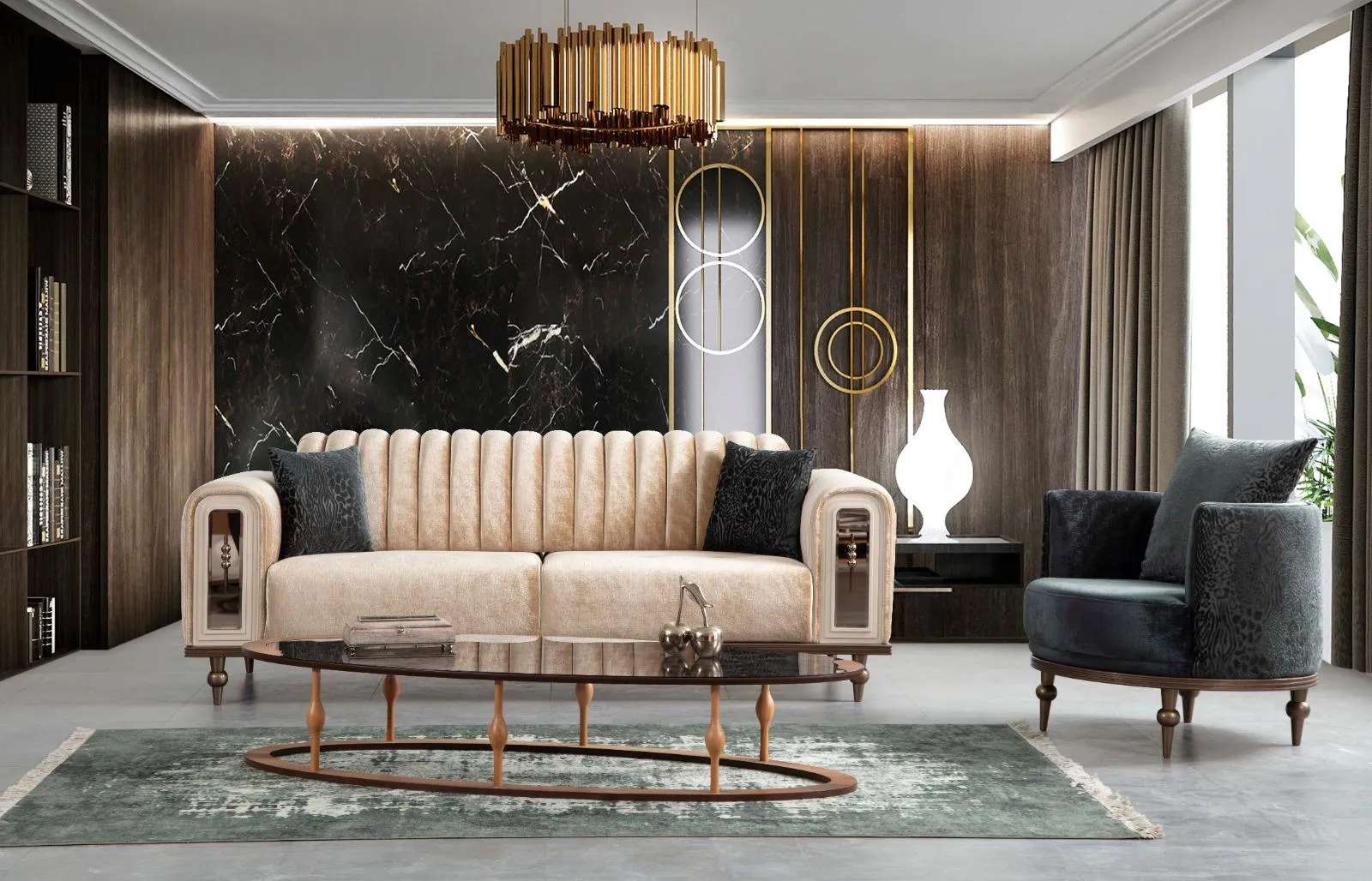 Design Modern Couchgarnitur Sofagarnitur Set Wohnzimmer Set 3+1 Sitzer