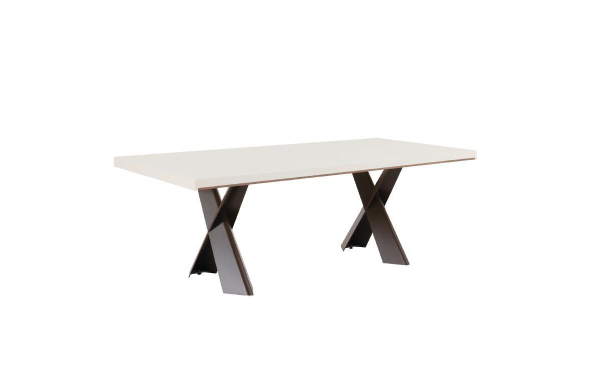 Esszimmer Esstisch Tisch Metall Stil Modern Design Möbel Luxus Weiß