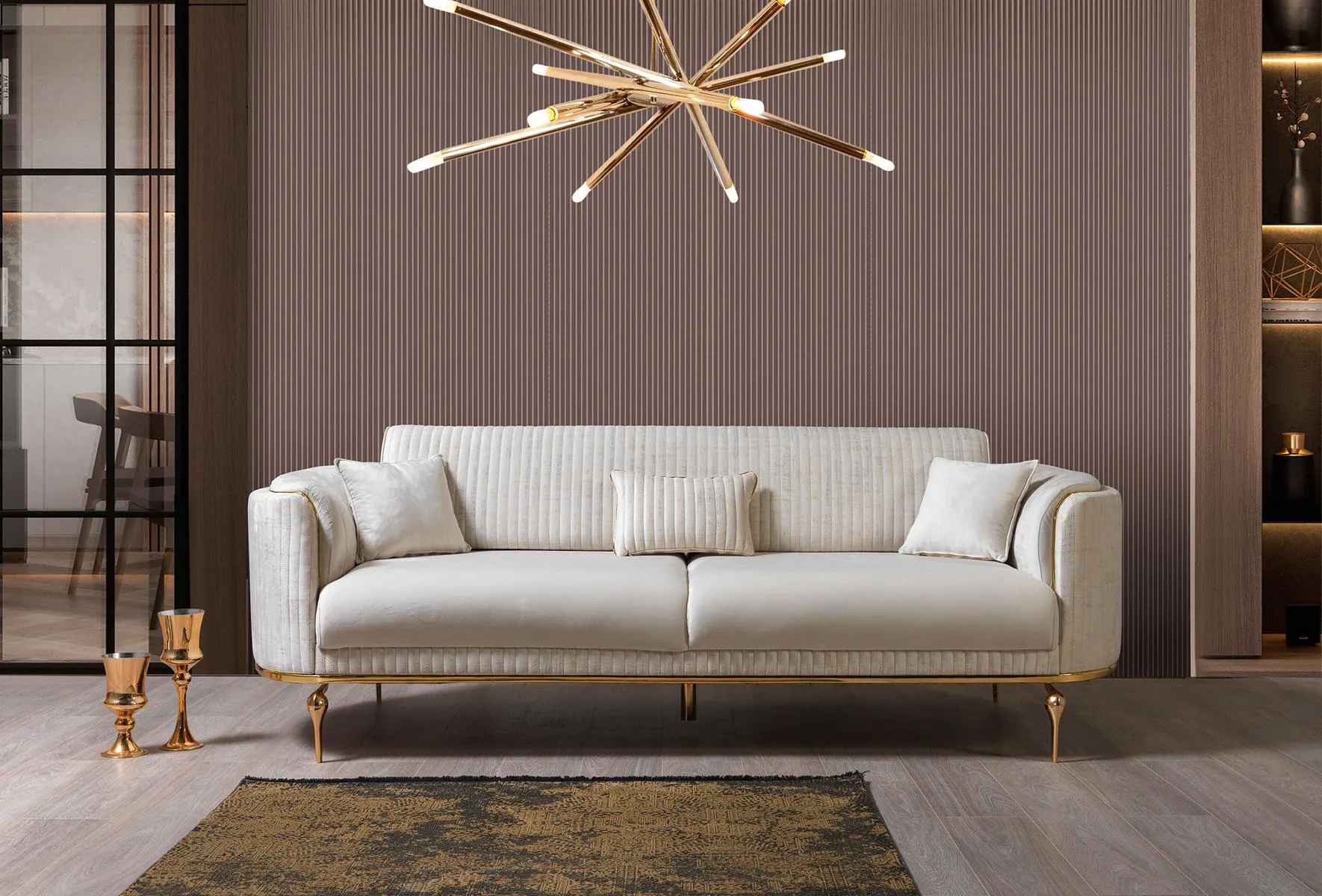 Sofa 3 Sitzer Designer Sofa Couch Polster Sofas Textil Weiß Dreisitzer