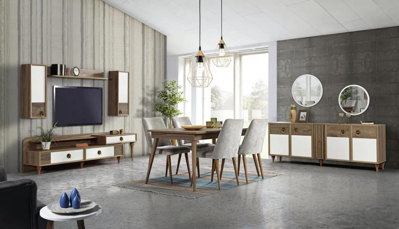 Esszimmer Komplett Set Tisch 4x Stühle Ess Gruppe Holz Tisch 12tlg