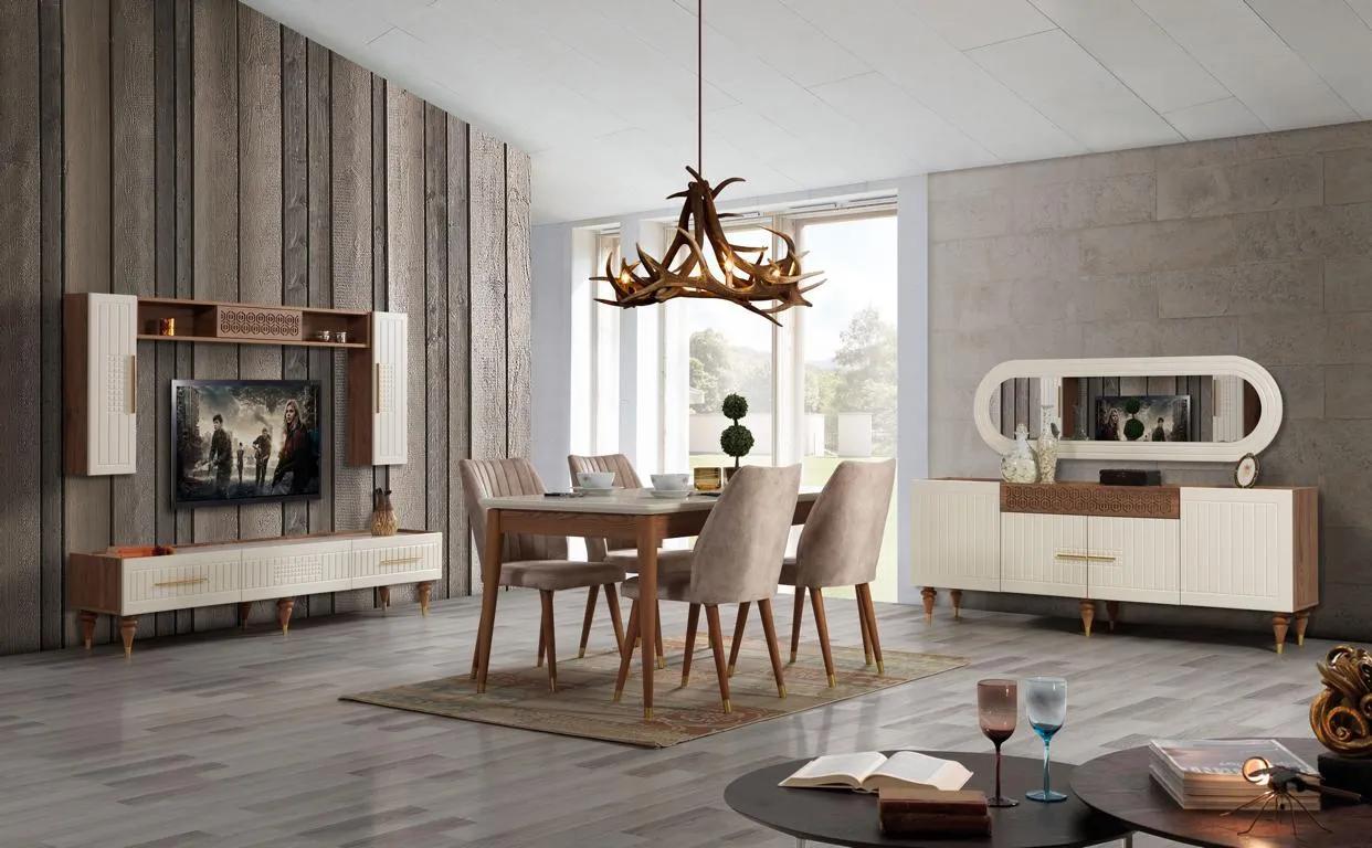 Esszimmer Set Komplett Set Tisch 4x Stühle Ess Gruppe Holz 11tlg braun