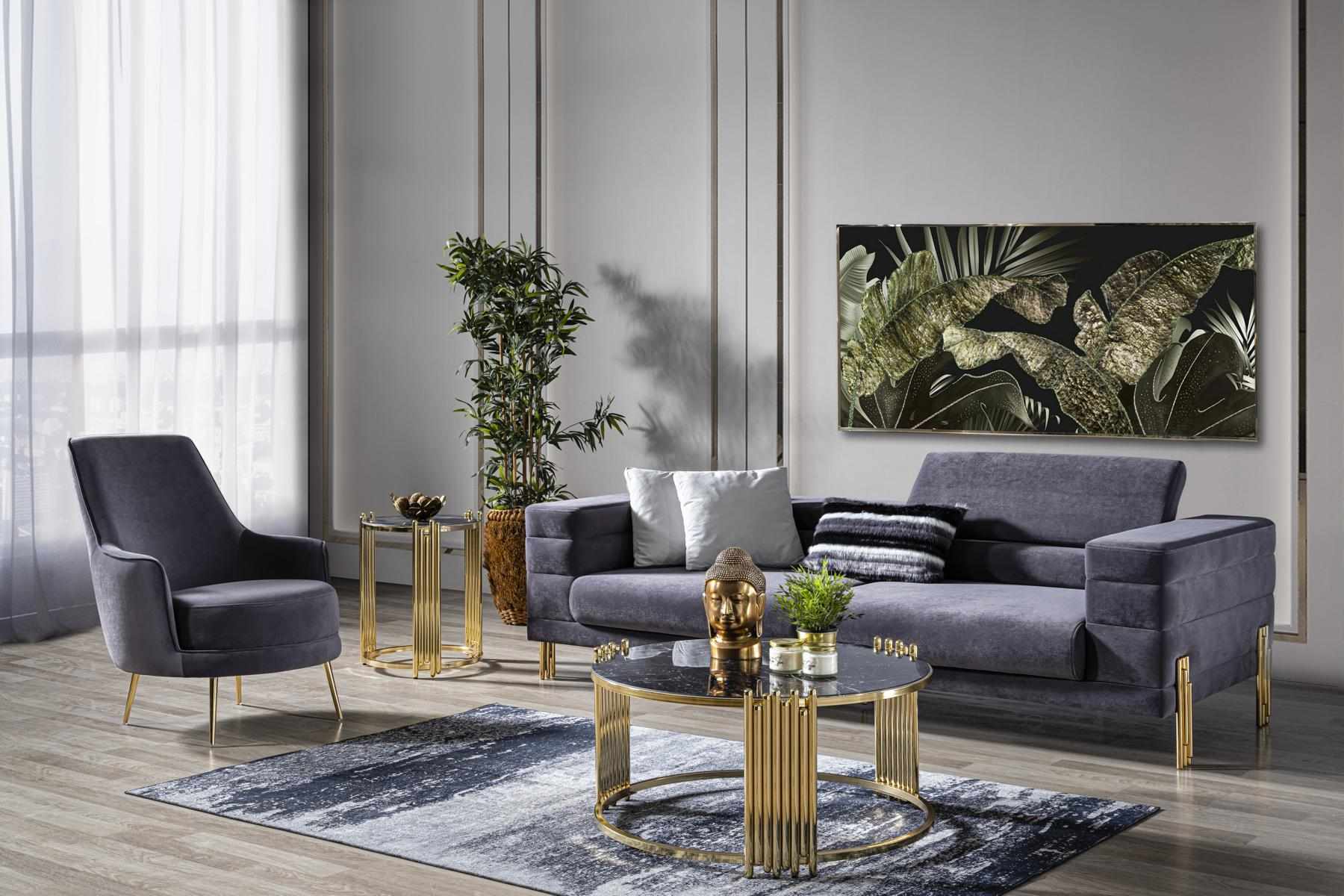 Sofagarnitur 3+1 Sitzer Set Design Polster Couchen Moderne neu Blau