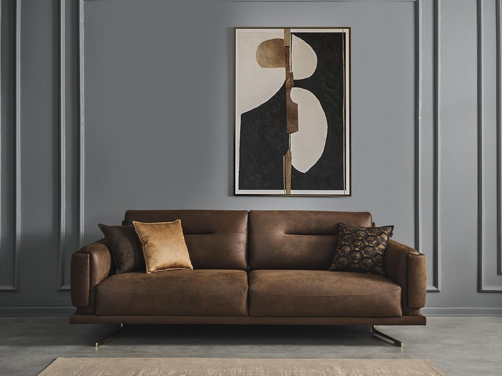 Wohnzimmer Sofa 3 Sitzer Luxus Couchen Polster Neu Modern braun
