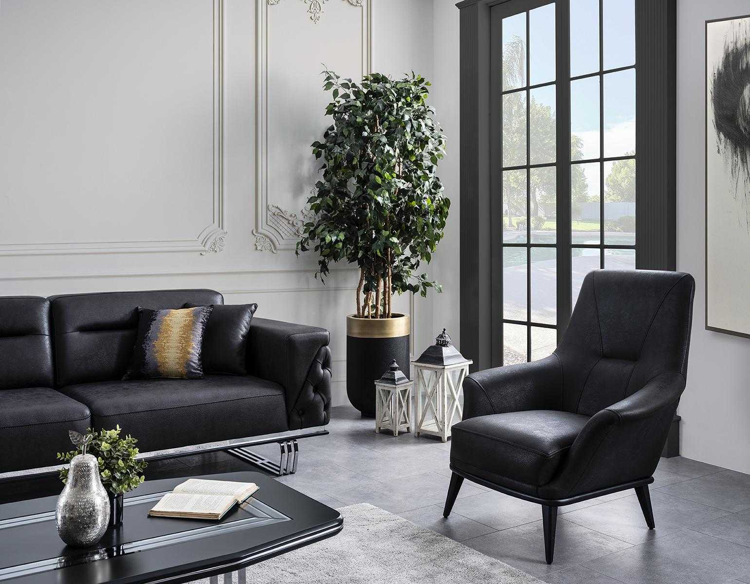 Wohnzimmer Ohrensessel Sessel Design Schwarzer Club Lounge Praxis
