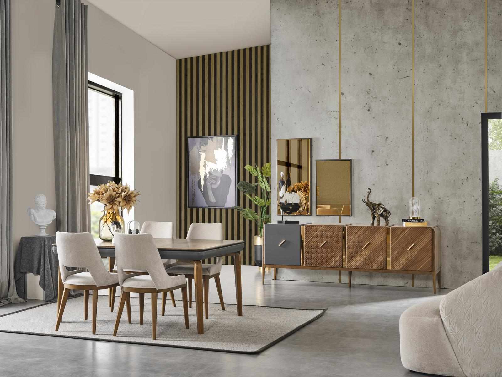 Tisch 4x Stühle 8tlg Esszimmer Set Gruppe Garnitur Sitzgruppe Braun