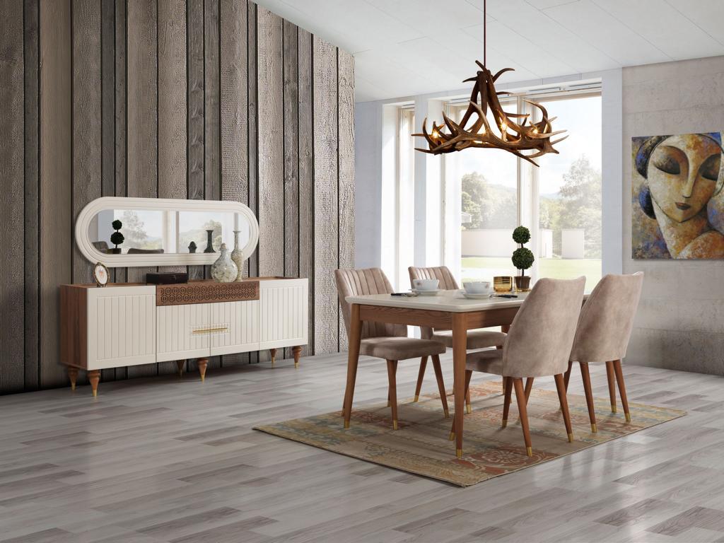 Esszimmer Set 3tgl Gruppe Garnitur Esstisch Kommode Spiegel Komplett Set