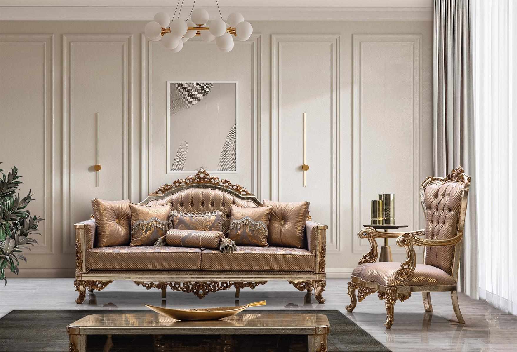 Sofa Set 3+1 Sitzer Couchtisch Wohnzimmer Luxus