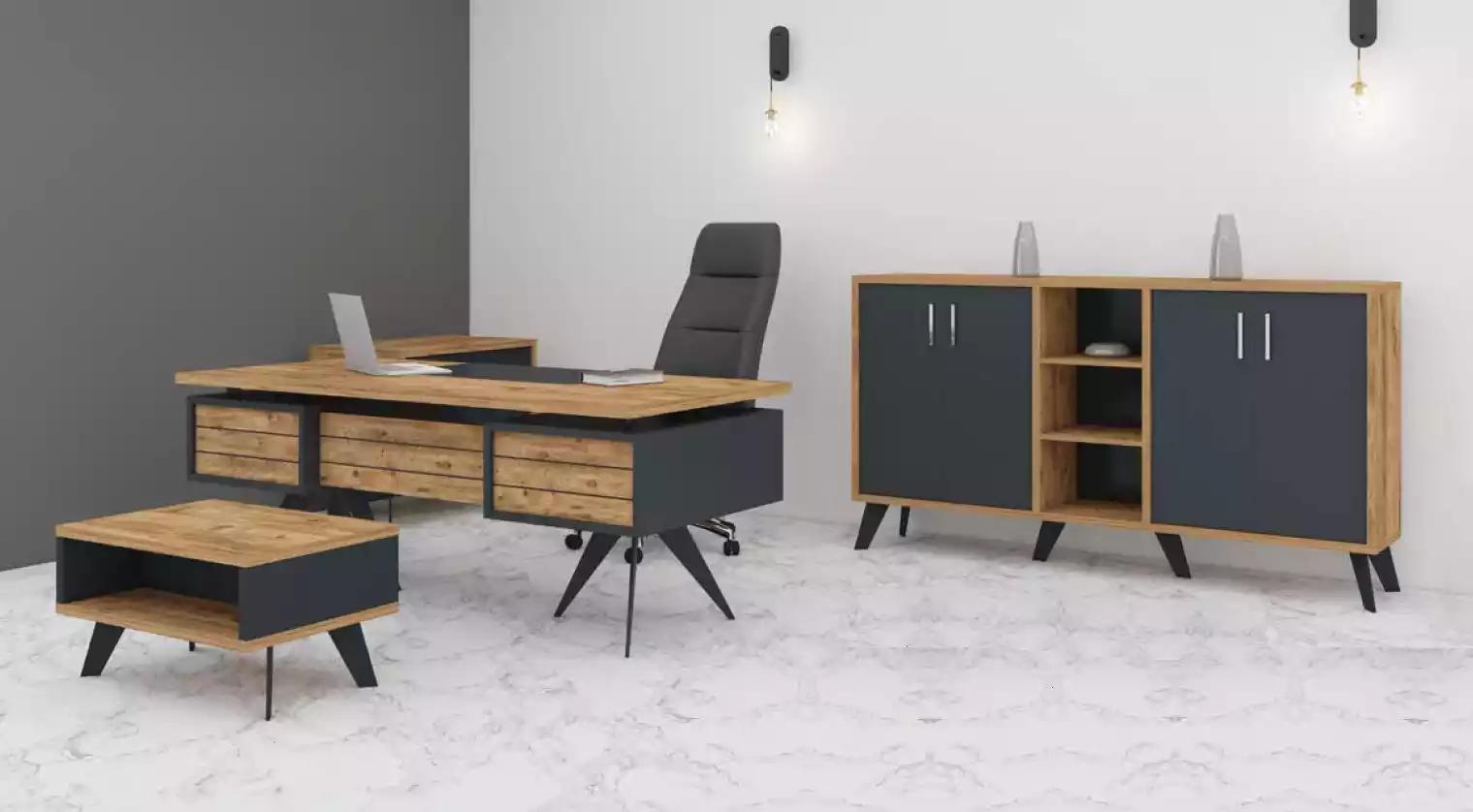 Großes Arbeitszimmer Set Büromöbel Schreibtisch Kommode Tisch