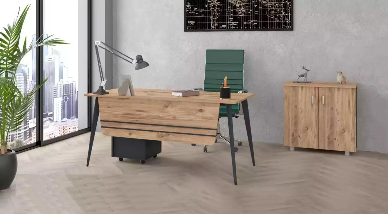 Tisch Büro Set Garnitur Schreibtisch mit Aktenschrank Komplett 2tlg